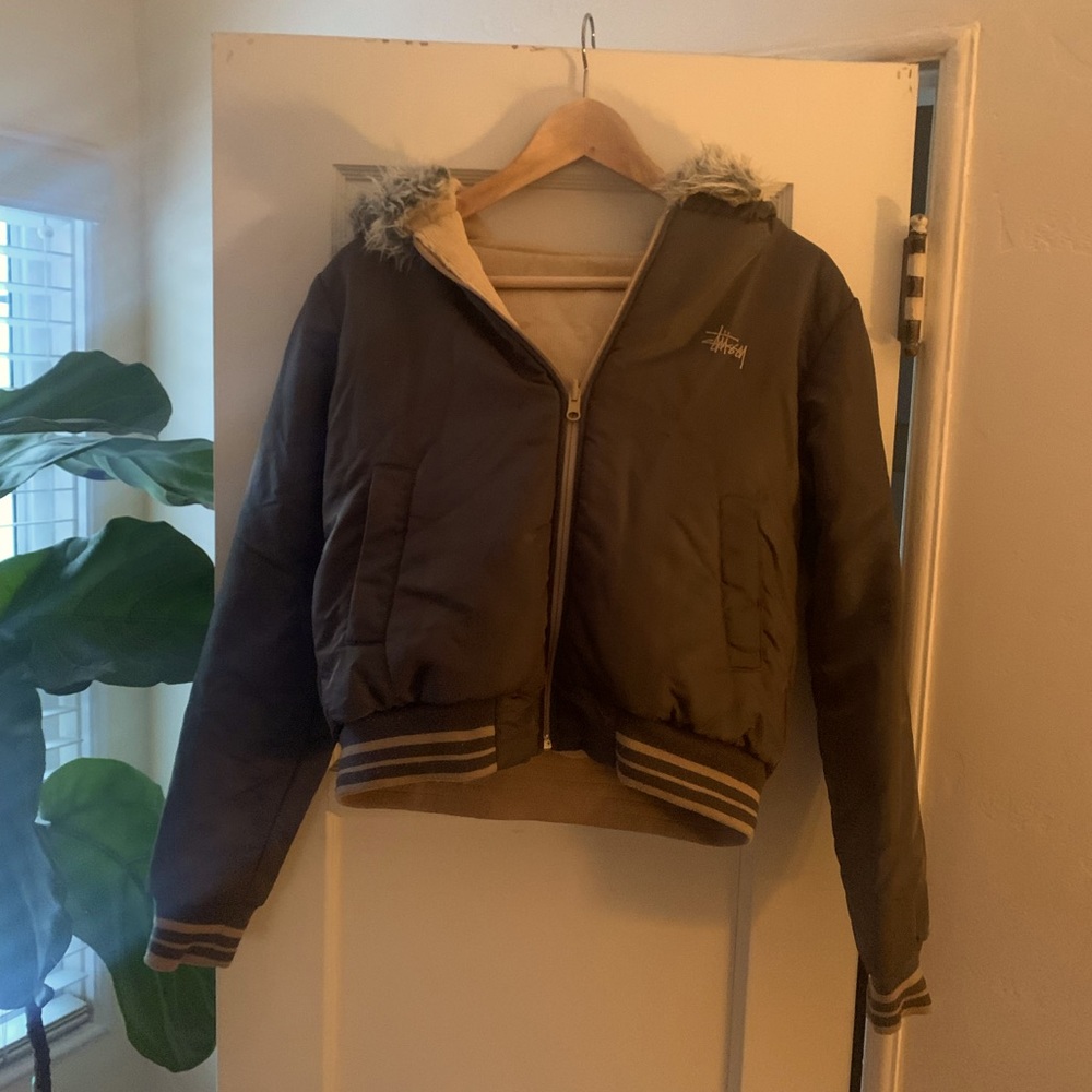 ** RARE STUSSY Varsity Cropped Reversible Bomber Jacket RARE **